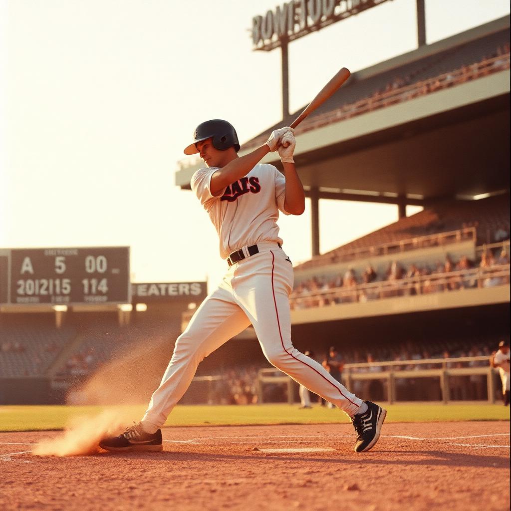Vintage baseball batter swing