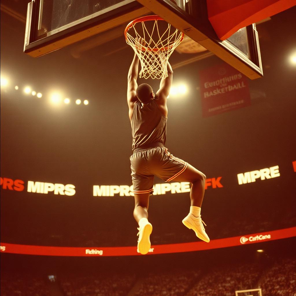 Vintage basketball slam dunk